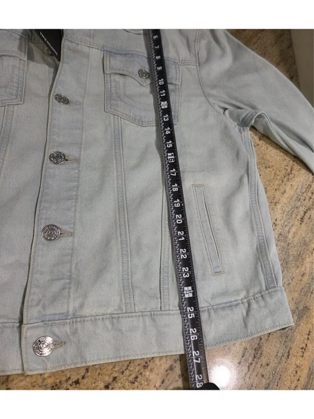 New! True Religion Trucker Jacket Mens Size L Jesse SN Light Wash Denim Cotton